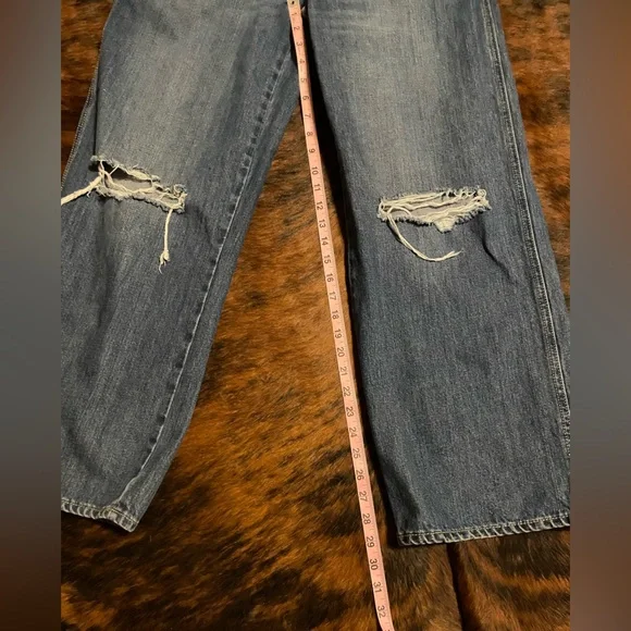 Old Navy Blue Jean Overalls Denim Distressed - Picture 6 of 6